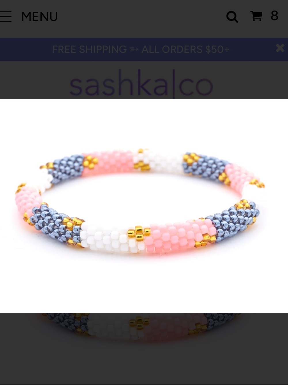 🔥Sashka Co - Pink White Gold Glass Seed Bead Bracelet - OS